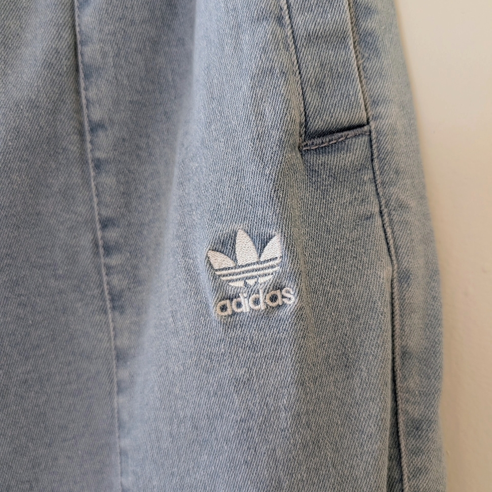 Adidas Always Original Denim Track Pants Jeans Wide Leg Light Blue Wash Small - Picture 10 of 17